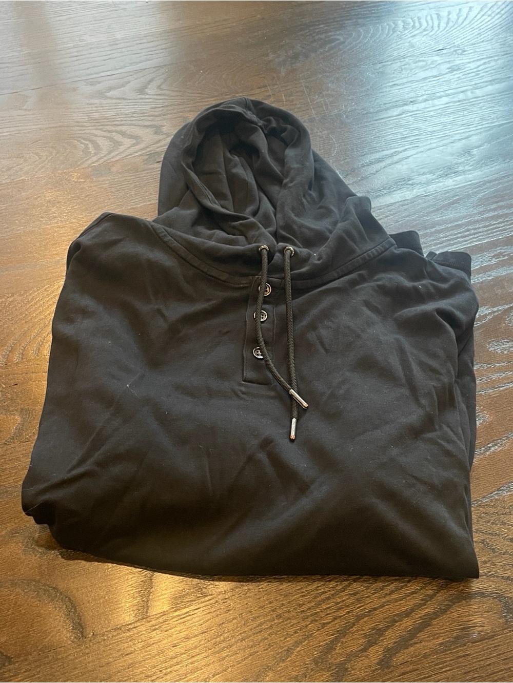 Robert Barakett Men's Black Crewneck Hooded Henley Top